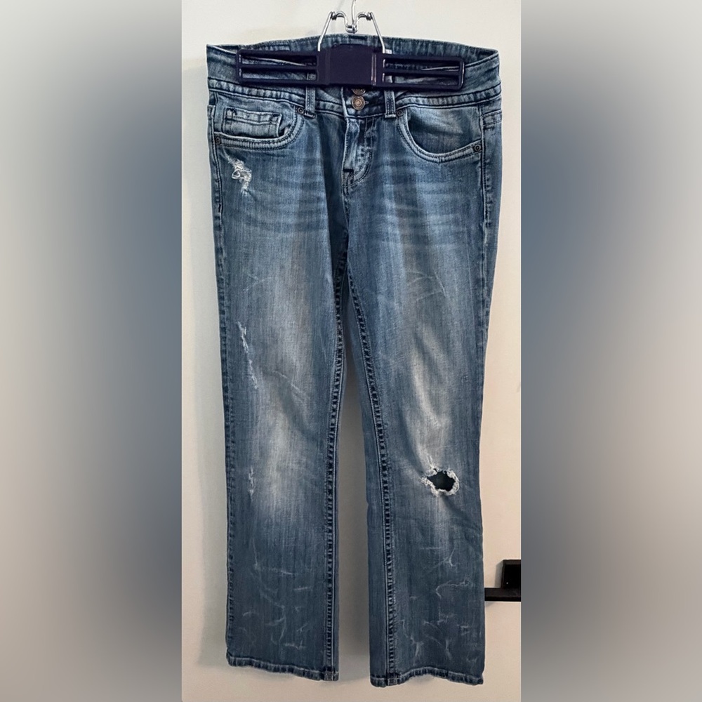 Vigoss Light Blue Distressed Straight Leg Jeans